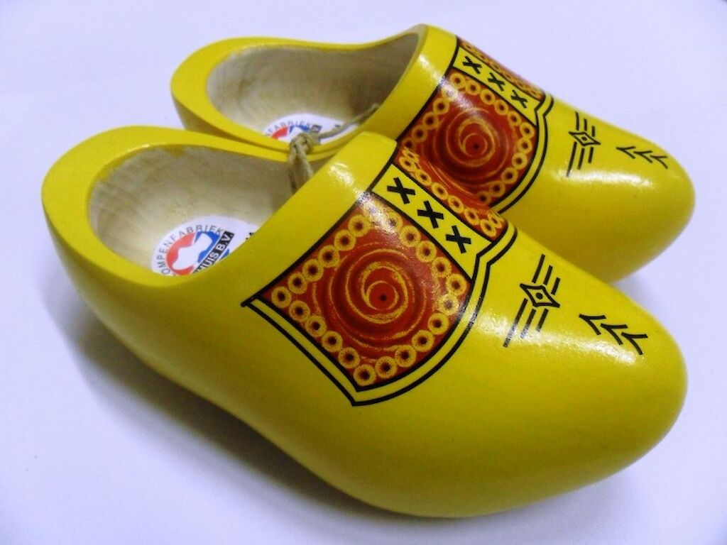 Traditional wooden shoes yellow